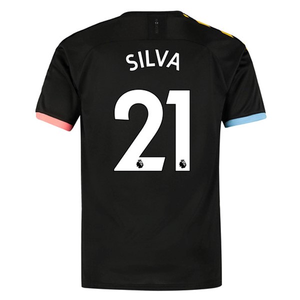 Camiseta Manchester City NO.21 Silva Segunda equipo 2019-20 Negro